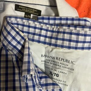 Banana Republic Long sleeves Men's Blue Gingham Shirt